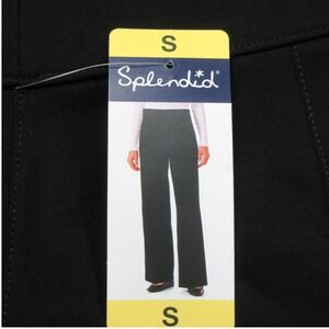 SPLENDID Wide Leg Soft Pull On Trousers Sz S Black Stretch Knit Dress Pants NWT